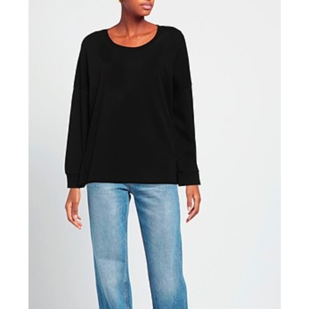 Lanston women's sweatshirt black NWT Size Small Athleisure Cozy Travel top - Picture 2 of 11